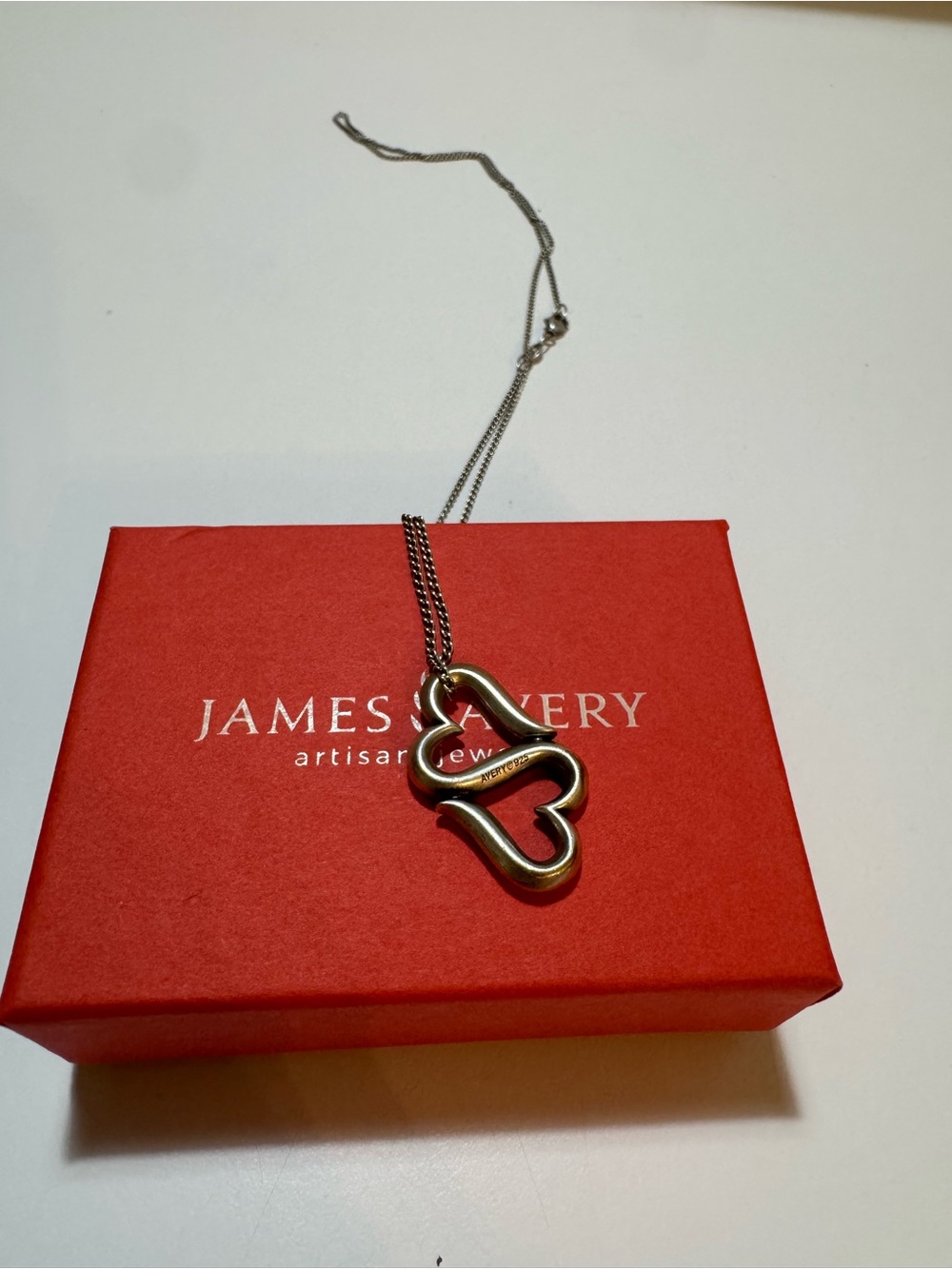 James Avery Silver Interlocking Heart Pendant Necklace on Chain